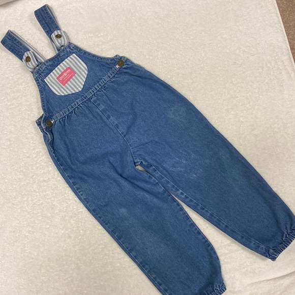 Vintage Oshkosh bow back striped accent overalls size 4 - Picture 1 of 8